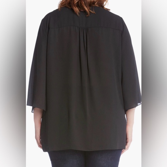 Karen Kane Split Neck Crossover Top - Picture 2 of 2